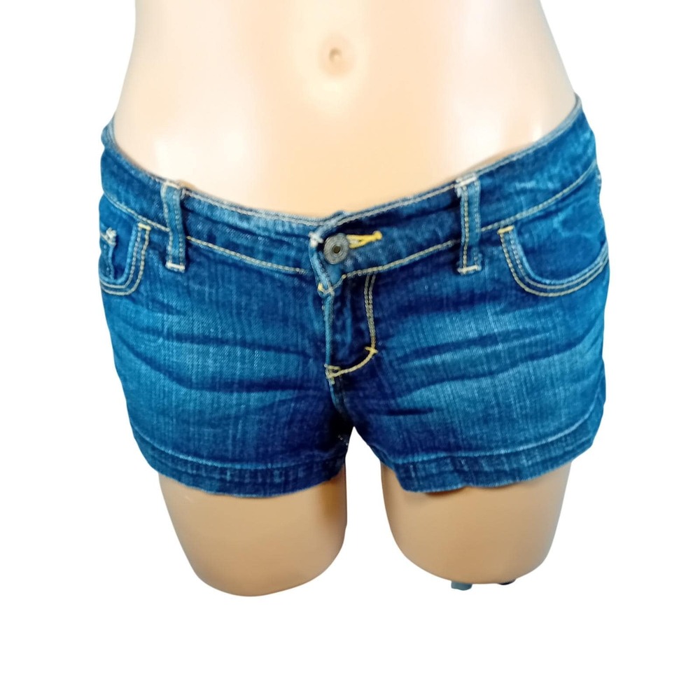 Vintage Early Y2K Abercrombie & Fitch Denim Jean Short LowRise Stretch Mcbling 4
